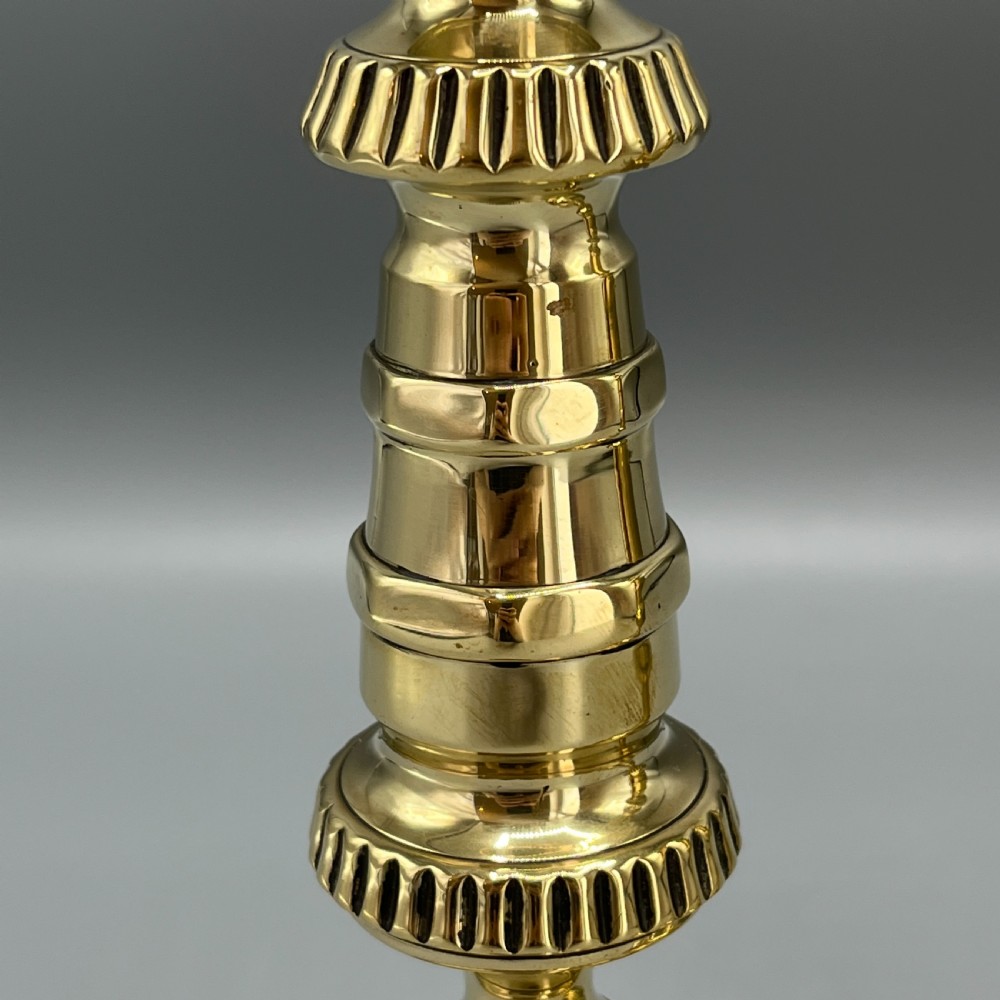 Pair Victorian Solid Brass Candlesticks View XII