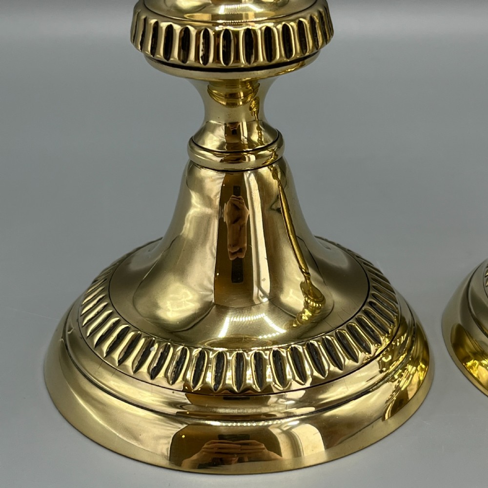 Pair Victorian Solid Brass Candlesticks View XIII