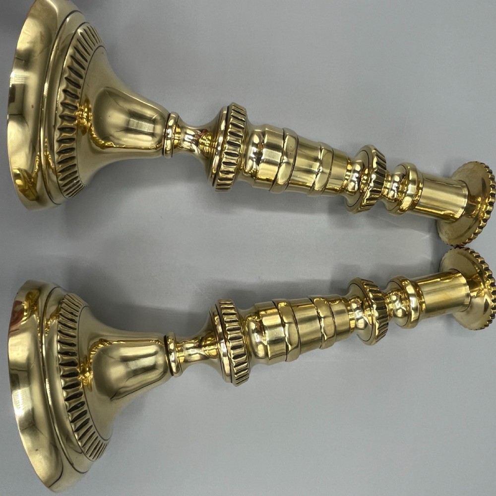 Pair Victorian Solid Brass Candlesticks View XV