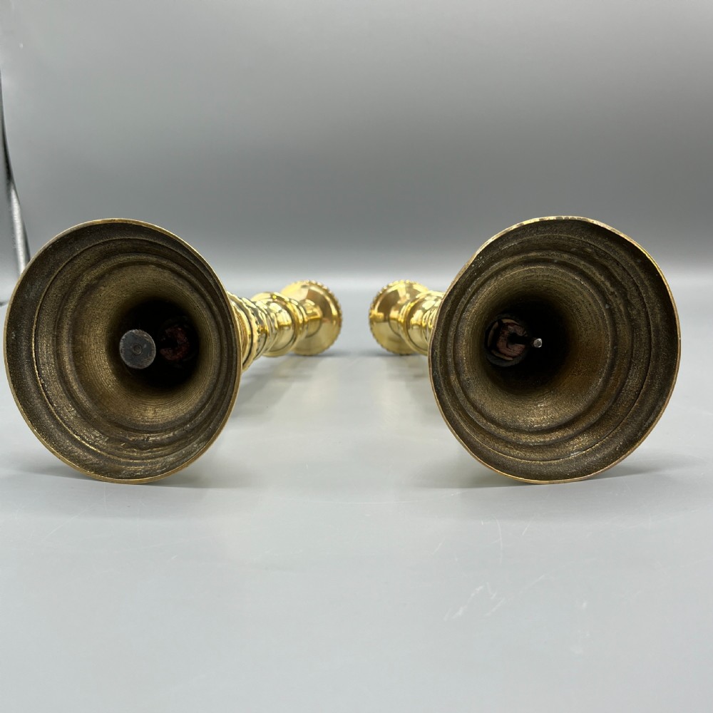 Pair Victorian Solid Brass Candlesticks View XVI
