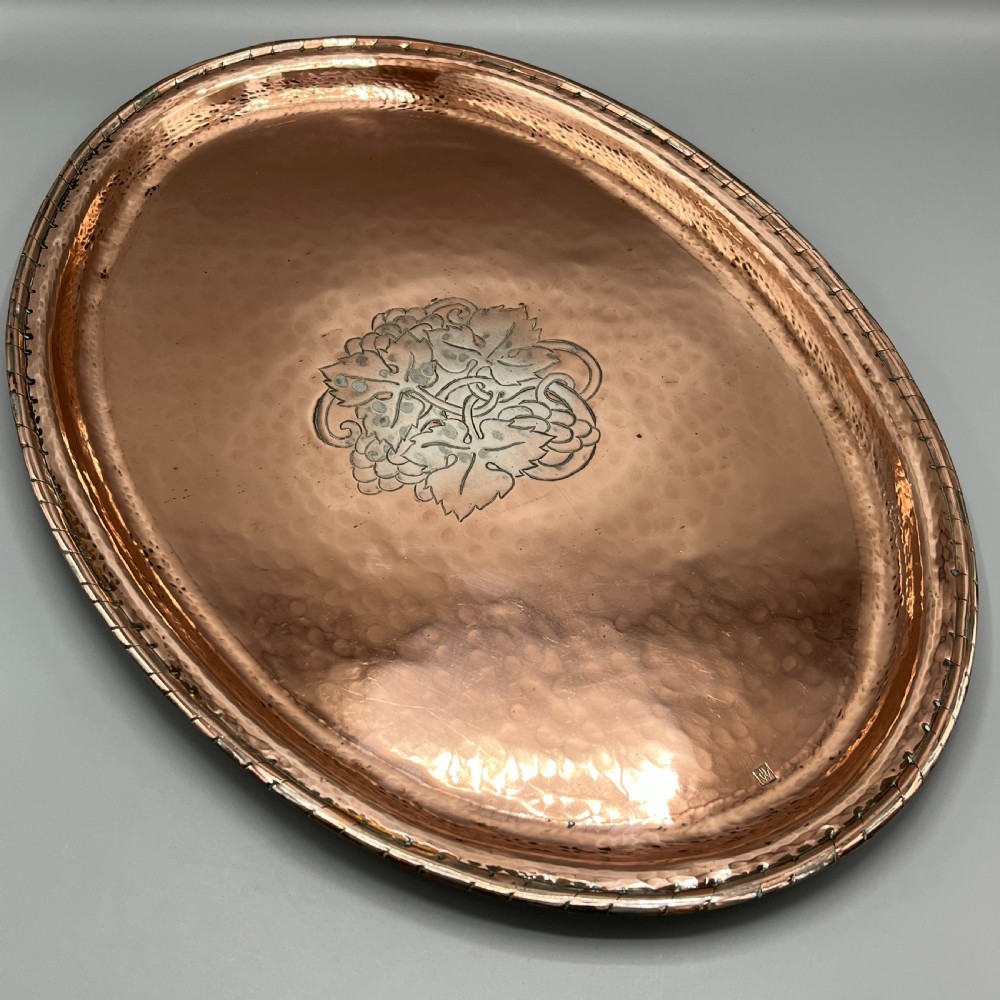Large Arts & Crafts Solid Copper Tray by Hugh Wallis