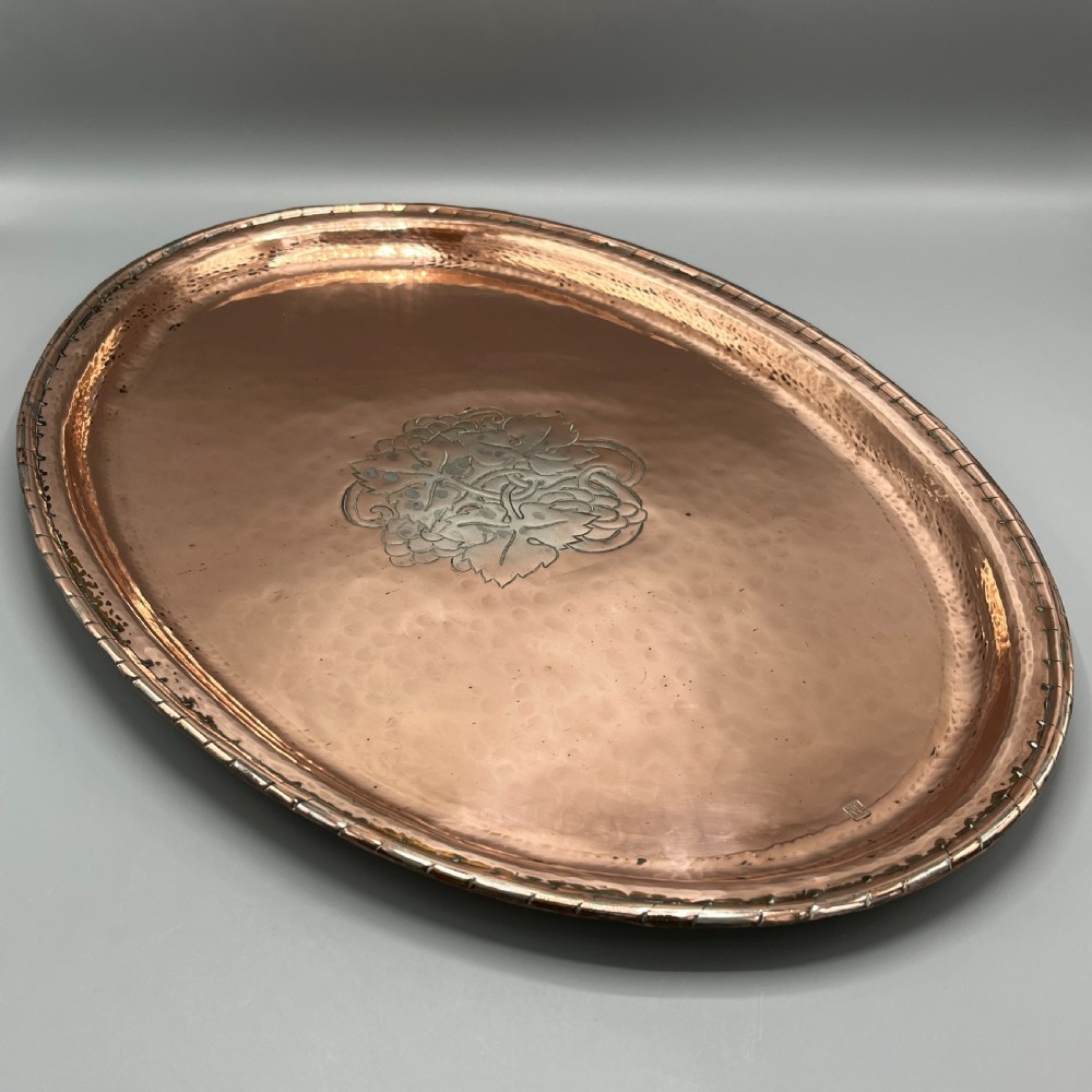 Large Arts & Crafts Solid Copper Tray by Hugh Wallis View II