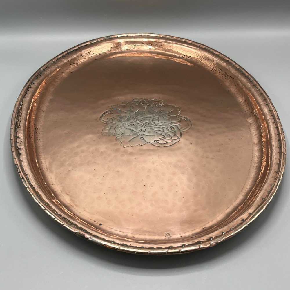 Large Arts & Crafts Solid Copper Tray by Hugh Wallis View III