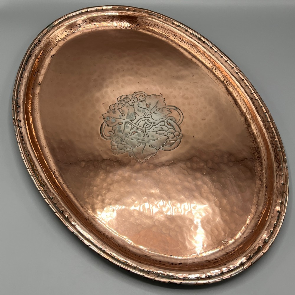 Large Arts & Crafts Solid Copper Tray by Hugh Wallis View IV