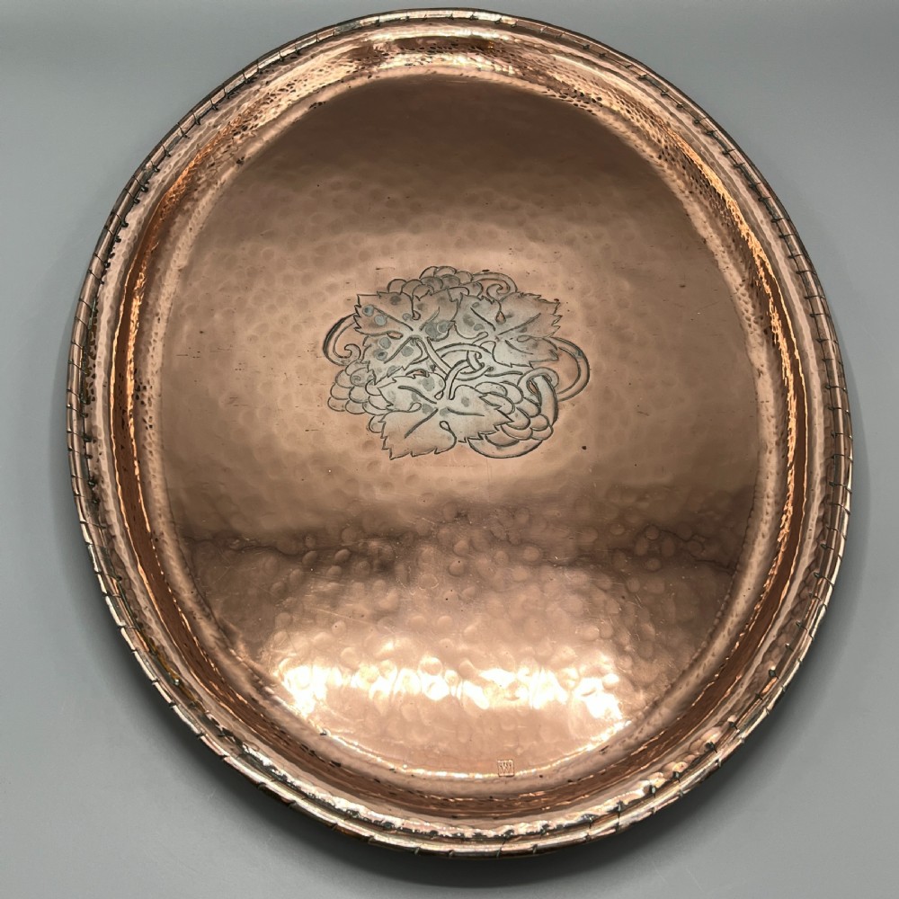 Large Arts & Crafts Solid Copper Tray by Hugh Wallis View V