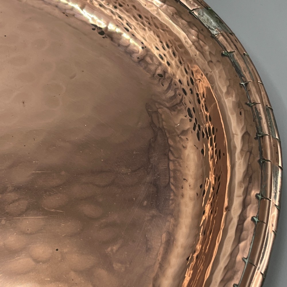 Large Arts & Crafts Solid Copper Tray by Hugh Wallis View XIII