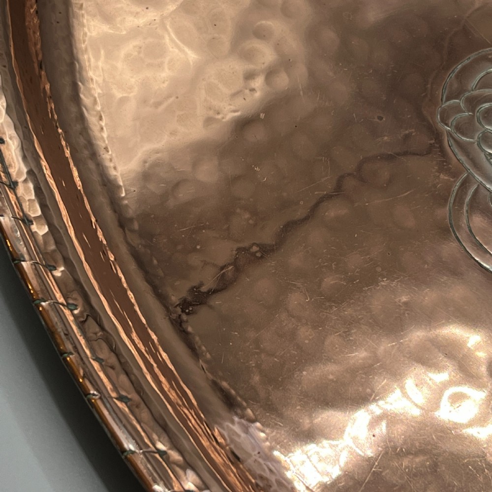 Large Arts & Crafts Solid Copper Tray by Hugh Wallis View XV