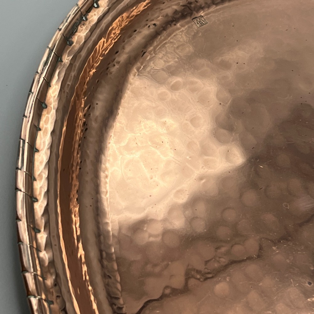Large Arts & Crafts Solid Copper Tray by Hugh Wallis View XVI