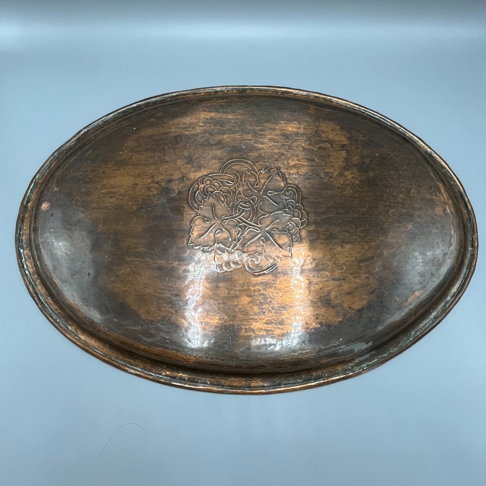 Large Arts & Crafts Solid Copper Tray by Hugh Wallis View XIX