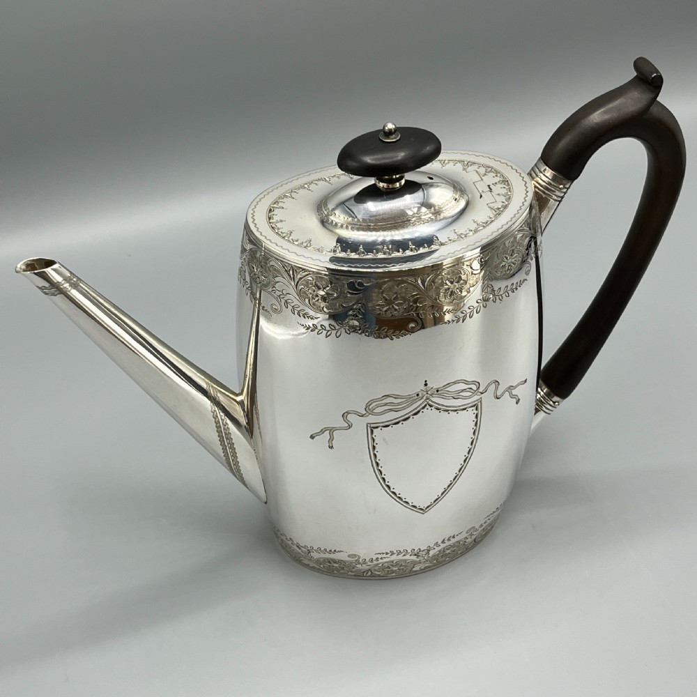 Antique Silver Plated Coffee Pot, Sugar Bowl & Creamer Jug Set View V