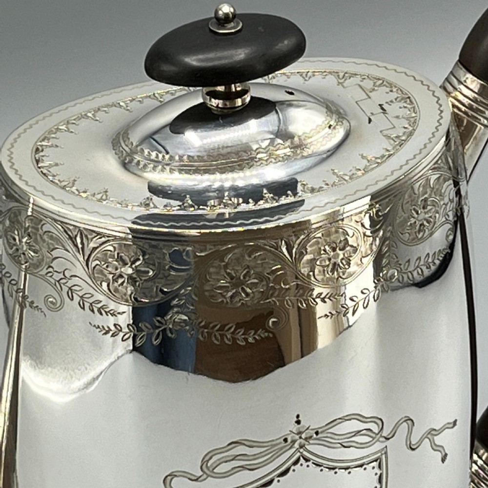 Antique Silver Plated Coffee Pot, Sugar Bowl & Creamer Jug Set View VI