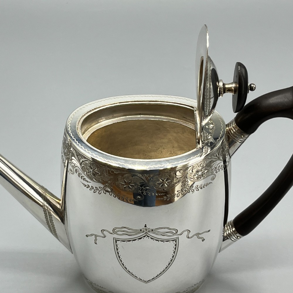 Antique Silver Plated Coffee Pot, Sugar Bowl & Creamer Jug Set View XI