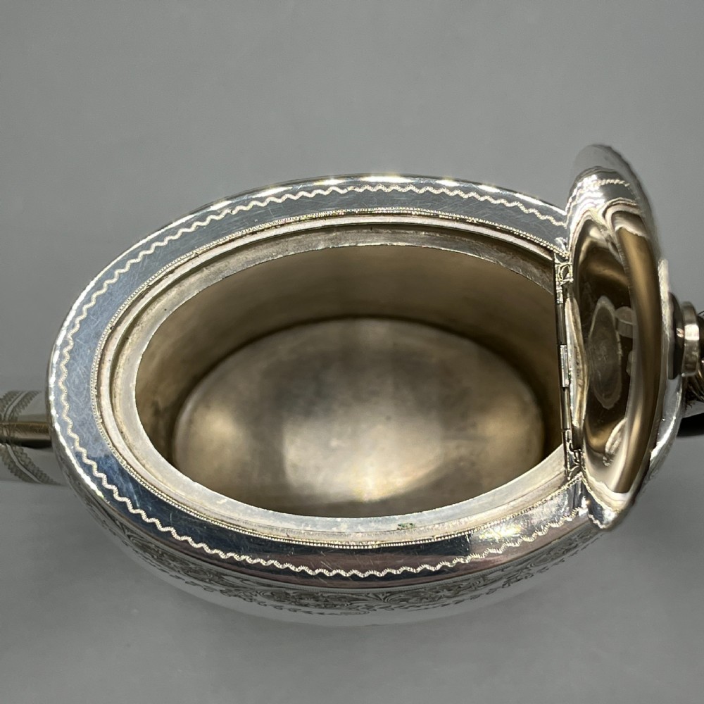 Antique Silver Plated Coffee Pot, Sugar Bowl & Creamer Jug Set View XII