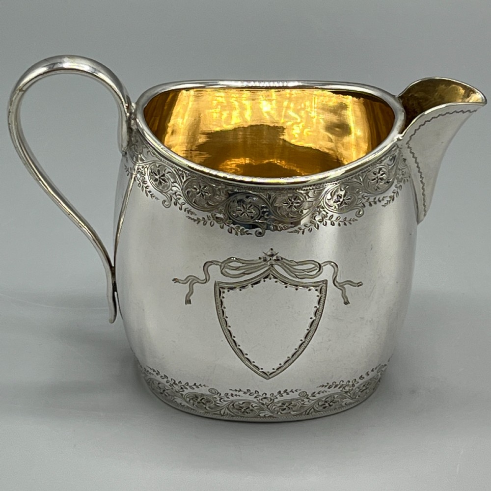 Antique Silver Plated Coffee Pot, Sugar Bowl & Creamer Jug Set View XX