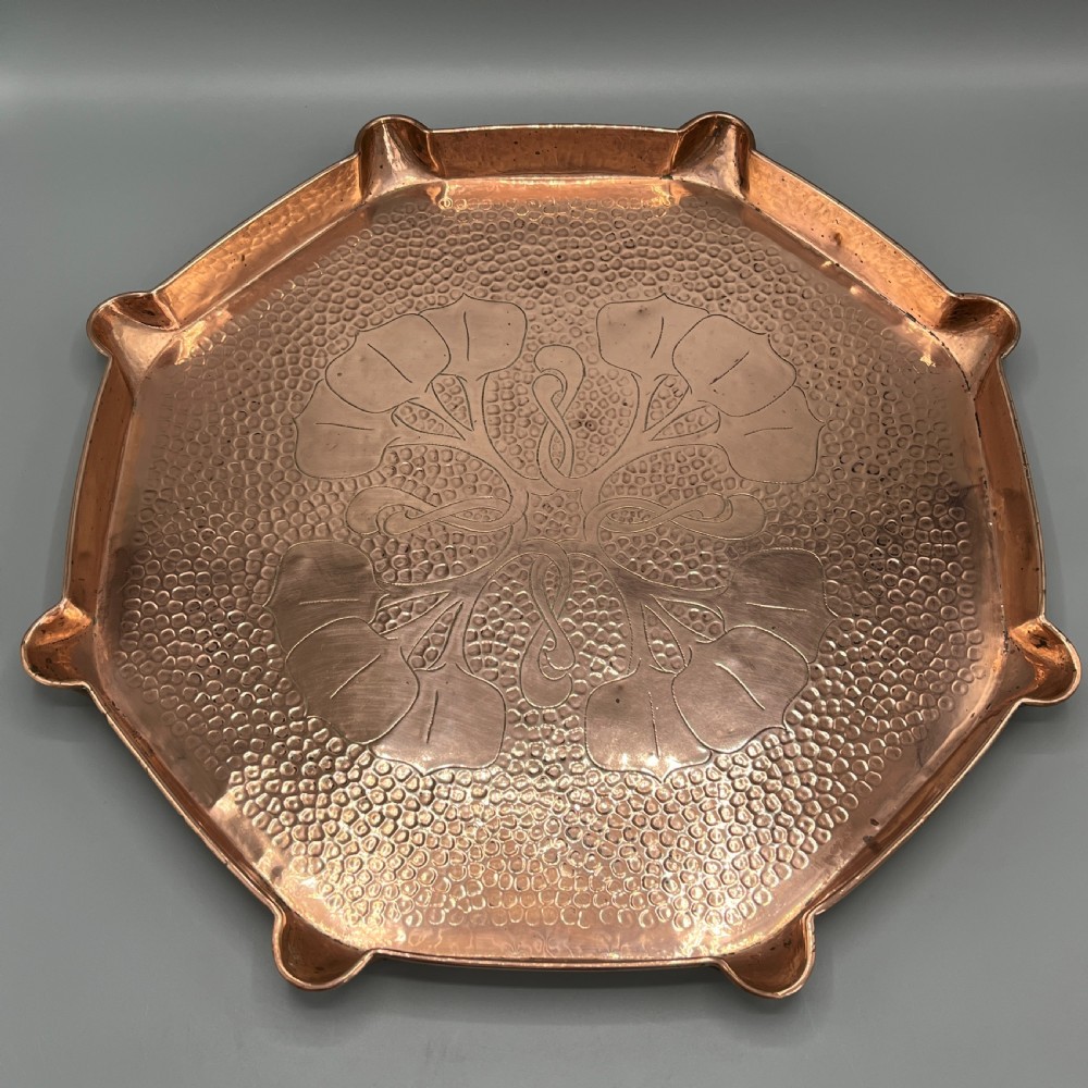 Large Art Nouveau Copper Tray by  J & F Pool Hayle Cornwall