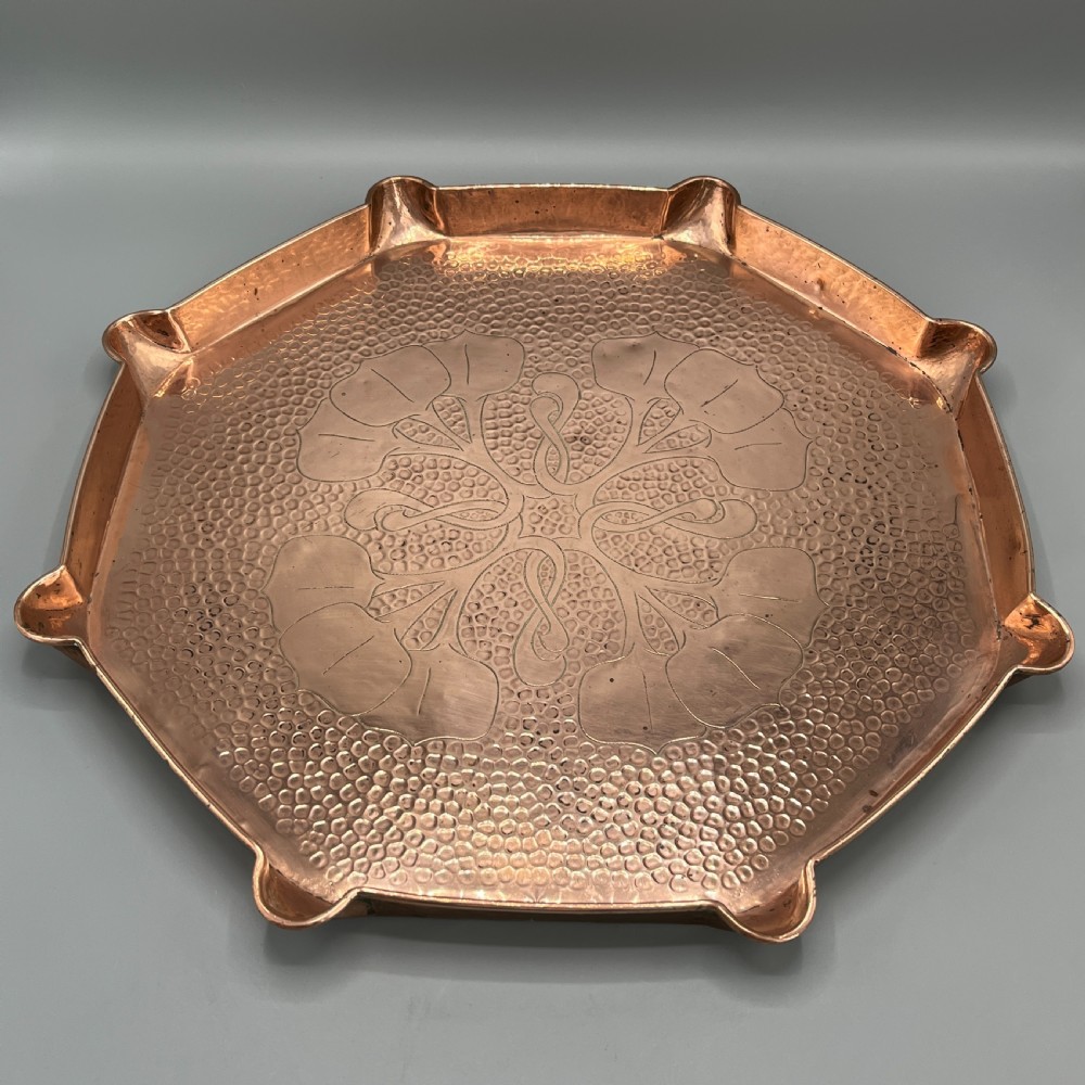Large Art Nouveau Copper Tray by  J & F Pool Hayle Cornwall View II
