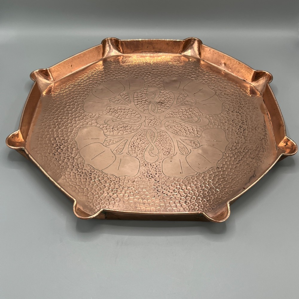Large Art Nouveau Copper Tray by  J & F Pool Hayle Cornwall View IV