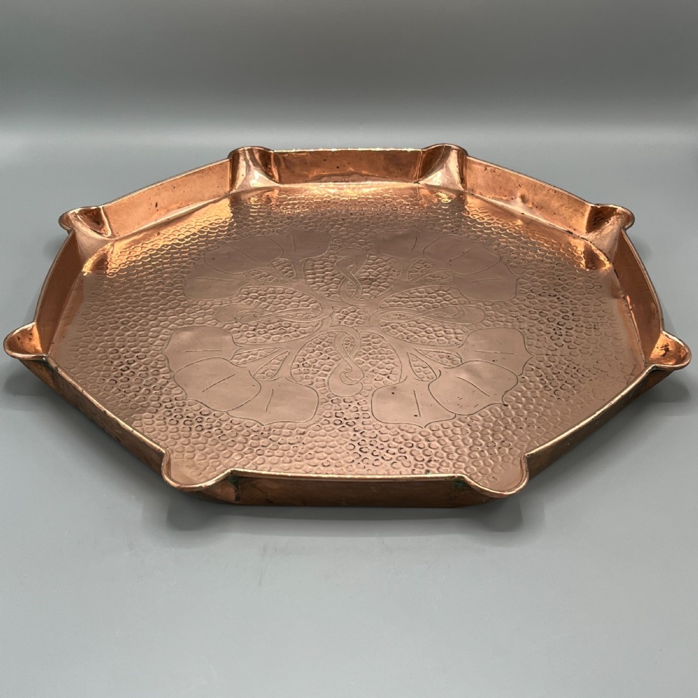 Large Art Nouveau Copper Tray by  J & F Pool Hayle Cornwall View V