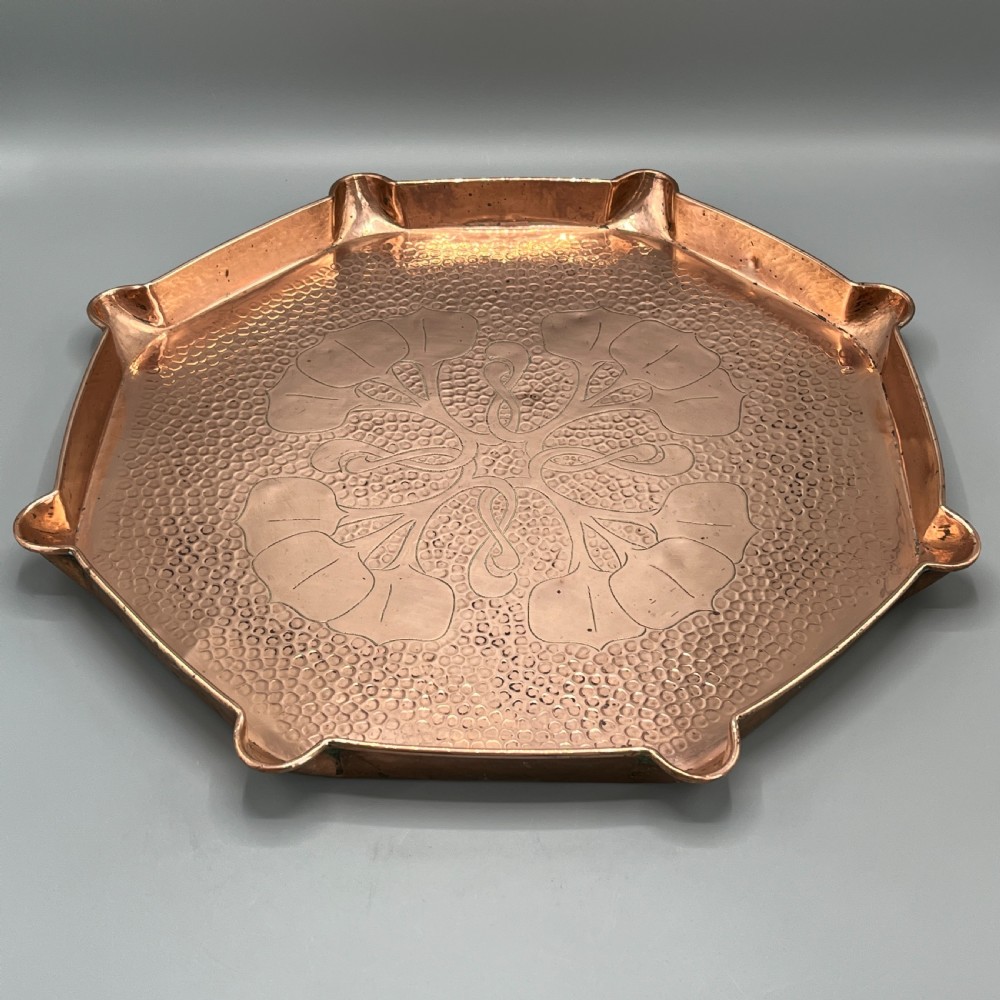Large Art Nouveau Copper Tray by  J & F Pool Hayle Cornwall View VI