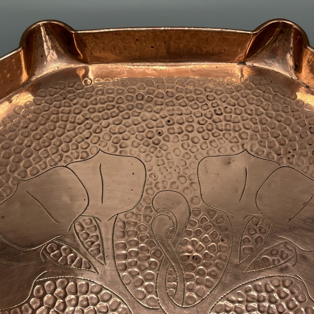 Large Art Nouveau Copper Tray by  J & F Pool Hayle Cornwall View IX