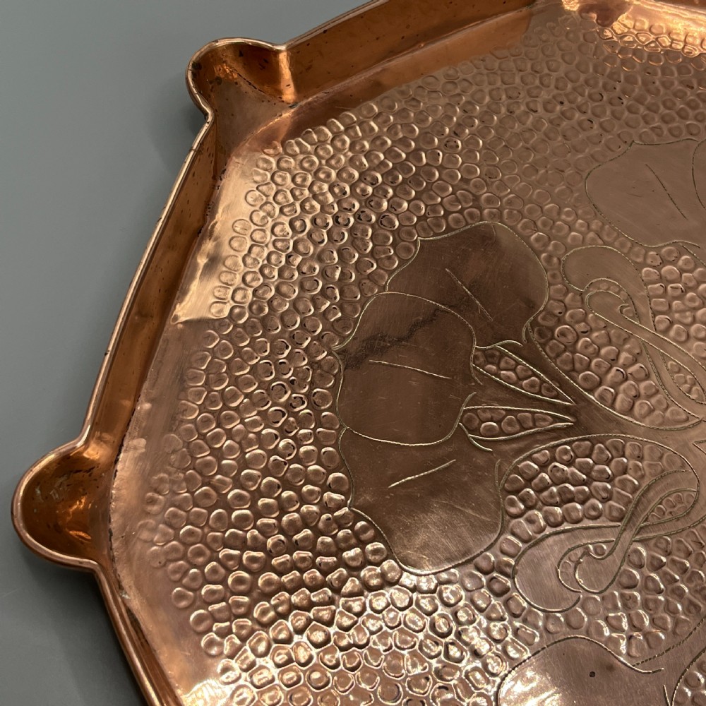 Large Art Nouveau Copper Tray by  J & F Pool Hayle Cornwall View XII