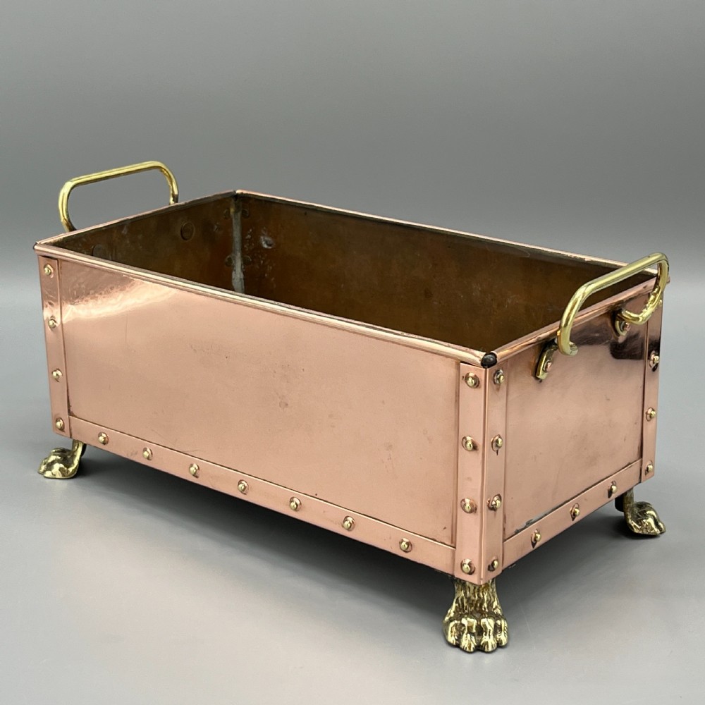 Antique Copper Riveted Rectangular Planter Trough / Windowsill Plant Pot