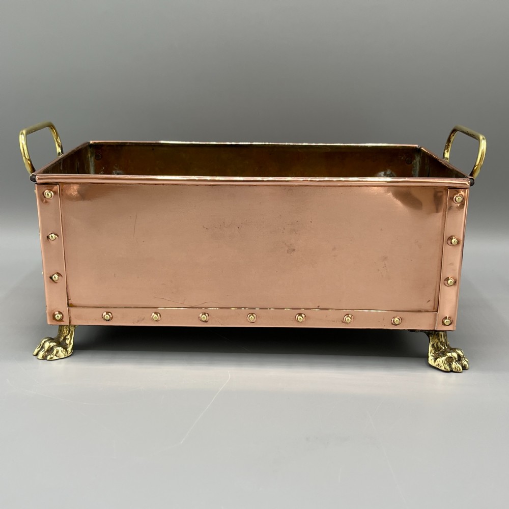 Antique Copper Riveted Rectangular Planter Trough / Windowsill Plant Pot View III