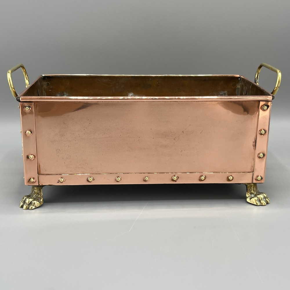 Antique Copper Riveted Rectangular Planter Trough / Windowsill Plant Pot View X