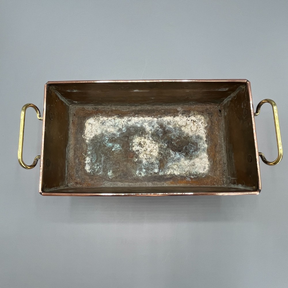 Antique Copper Riveted Rectangular Planter Trough / Windowsill Plant Pot View XI