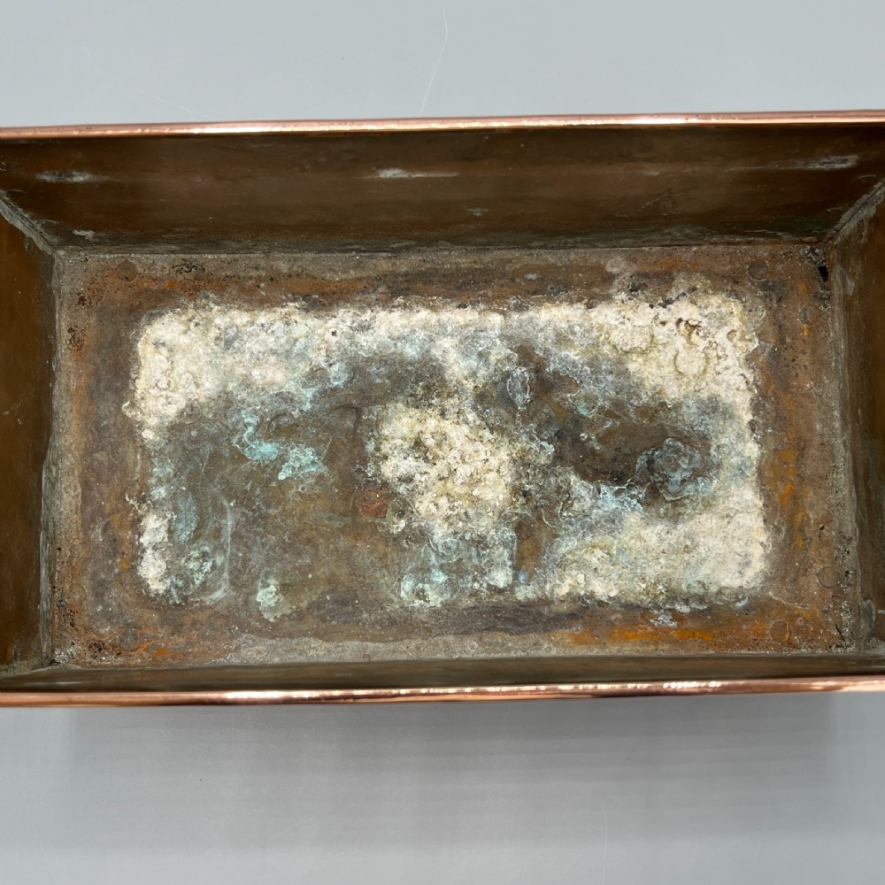 Antique Copper Riveted Rectangular Planter Trough / Windowsill Plant Pot View XIII