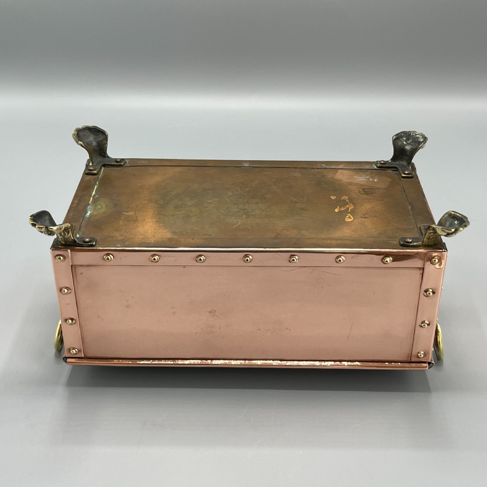 Antique Copper Riveted Rectangular Planter Trough / Windowsill Plant Pot View XIV