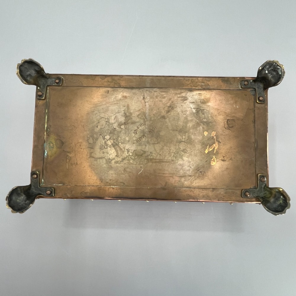 Antique Copper Riveted Rectangular Planter Trough / Windowsill Plant Pot View XV