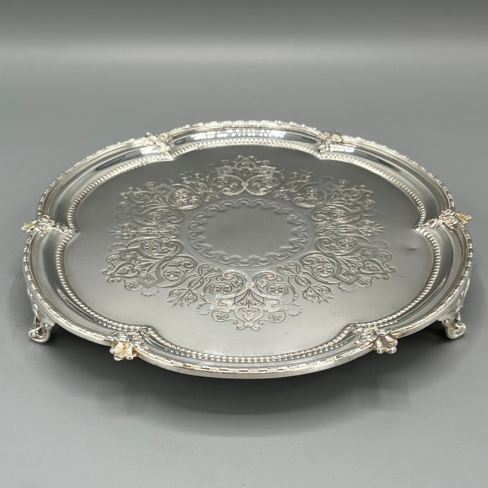 Victorian Silver Plated Footed Waiter Salver Tray By Philip Ashberry & Sons