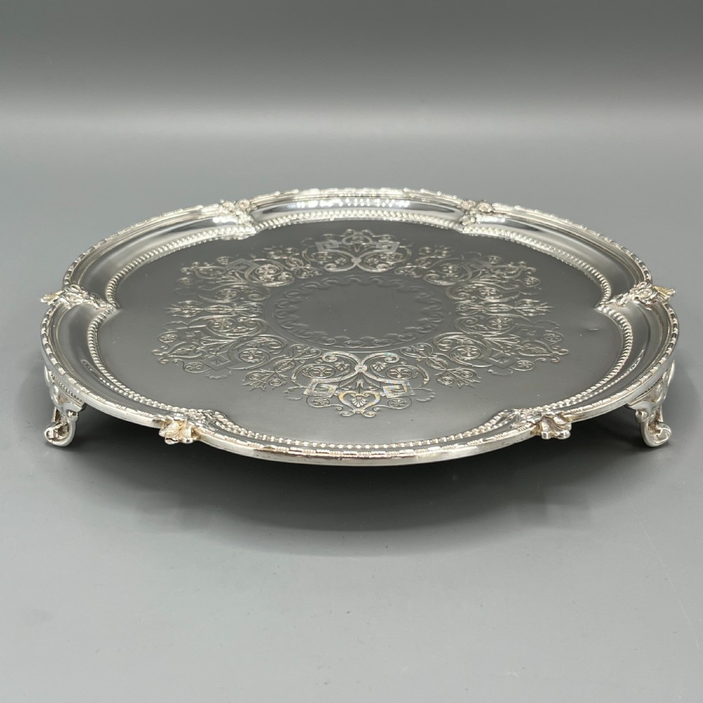 Victorian Silver Plated Footed Waiter Salver Tray By Philip Ashberry & Sons View II