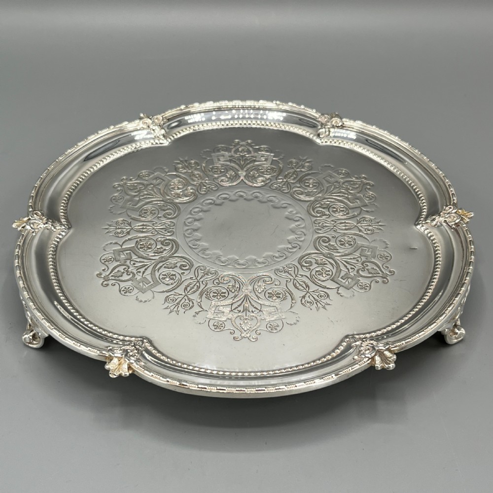 Victorian Silver Plated Footed Waiter Salver Tray By Philip Ashberry & Sons View III
