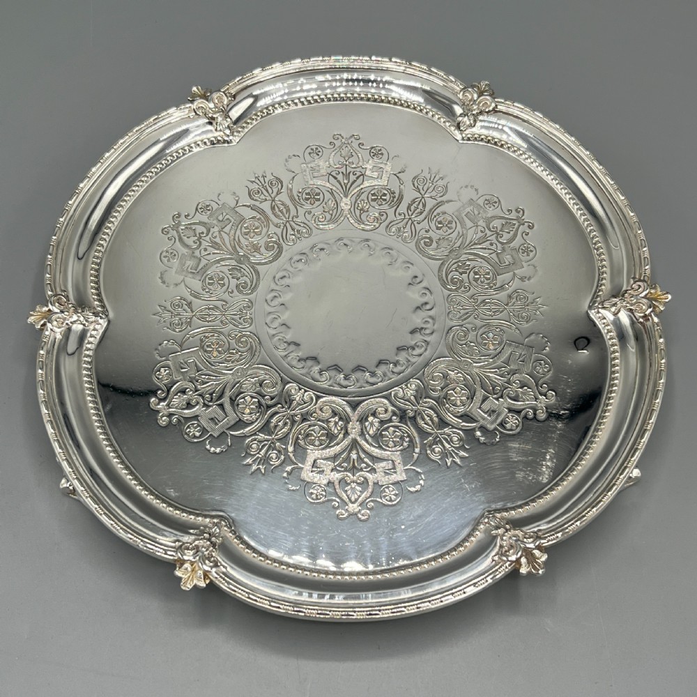 Victorian Silver Plated Footed Waiter Salver Tray By Philip Ashberry & Sons View IV