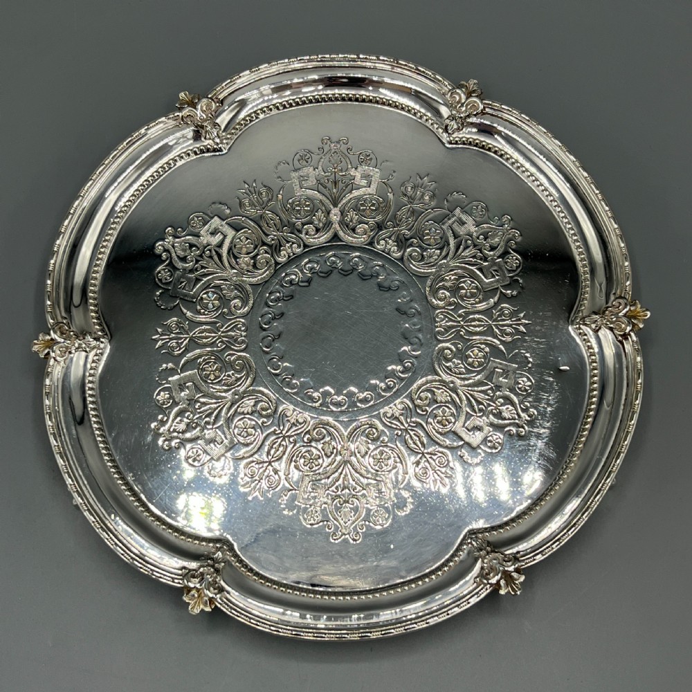 Victorian Silver Plated Footed Waiter Salver Tray By Philip Ashberry & Sons View V