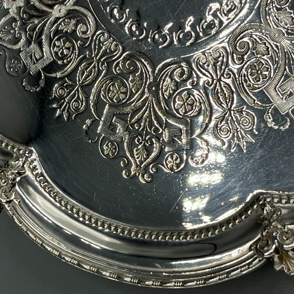 Victorian Silver Plated Footed Waiter Salver Tray By Philip Ashberry & Sons View IX