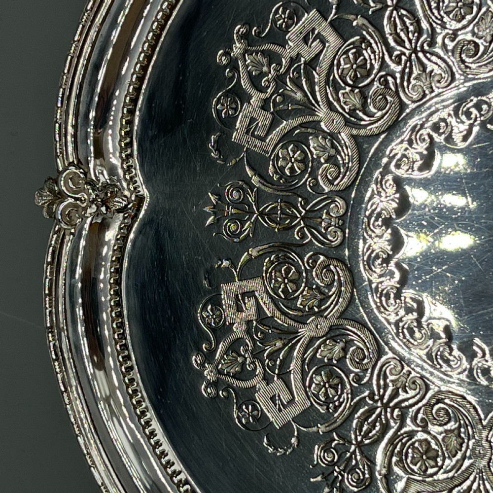 Victorian Silver Plated Footed Waiter Salver Tray By Philip Ashberry & Sons View X