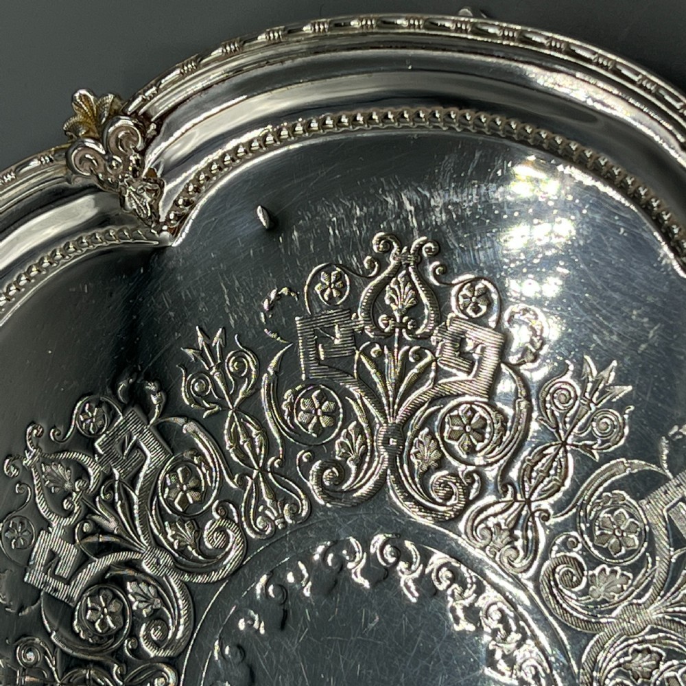 Victorian Silver Plated Footed Waiter Salver Tray By Philip Ashberry & Sons View XI