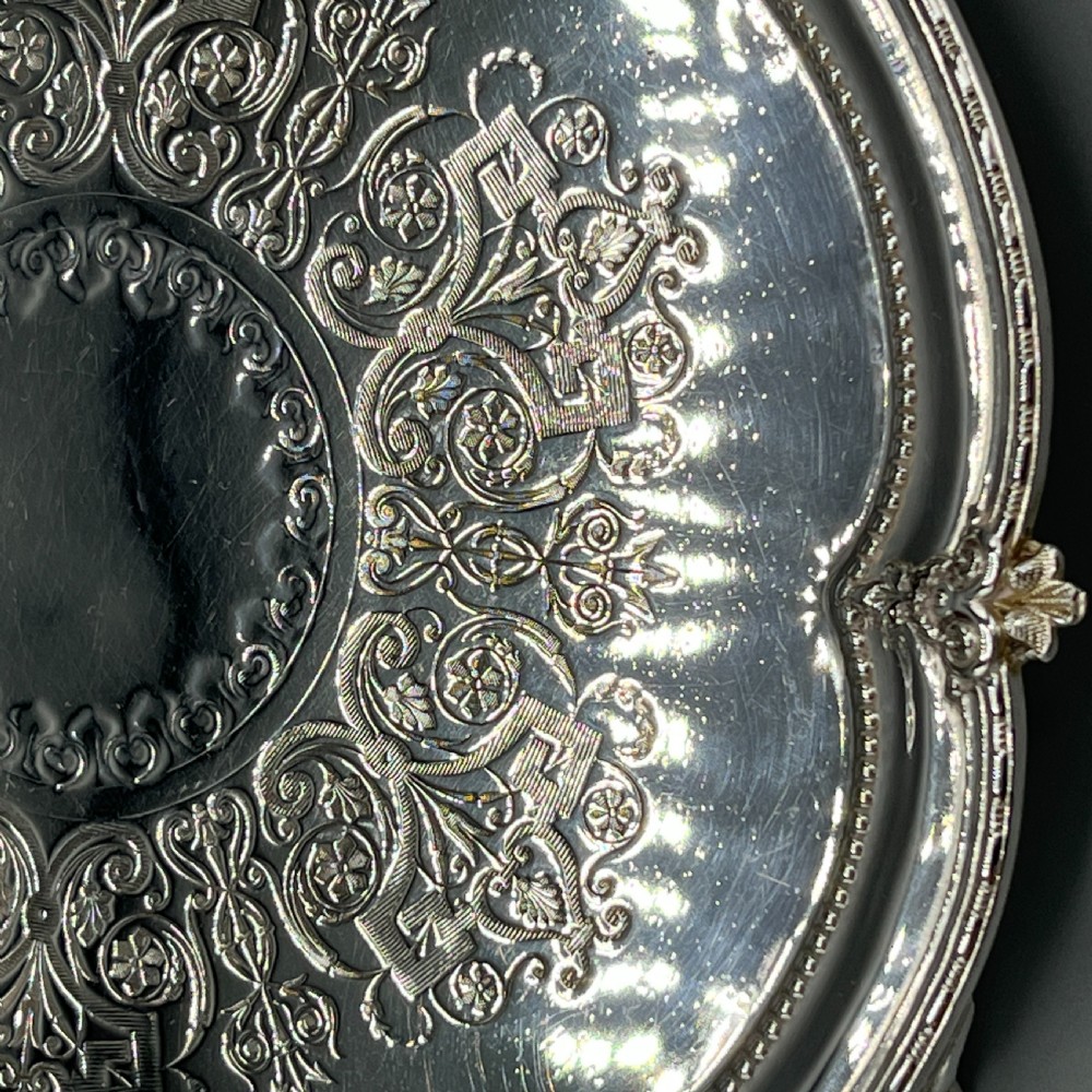 Victorian Silver Plated Footed Waiter Salver Tray By Philip Ashberry & Sons View XII