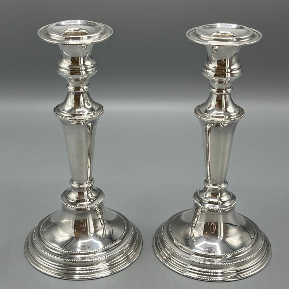 Pair English Silver Plated Candlesticks