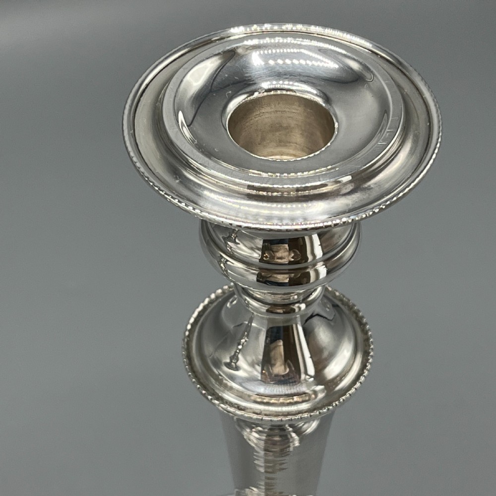 Pair English Silver Plated Candlesticks View X