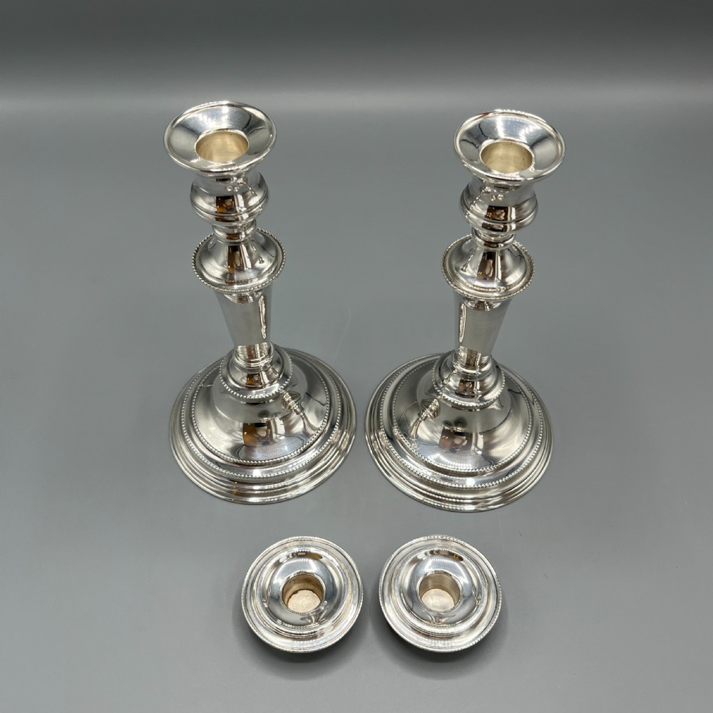 Pair English Silver Plated Candlesticks View XII