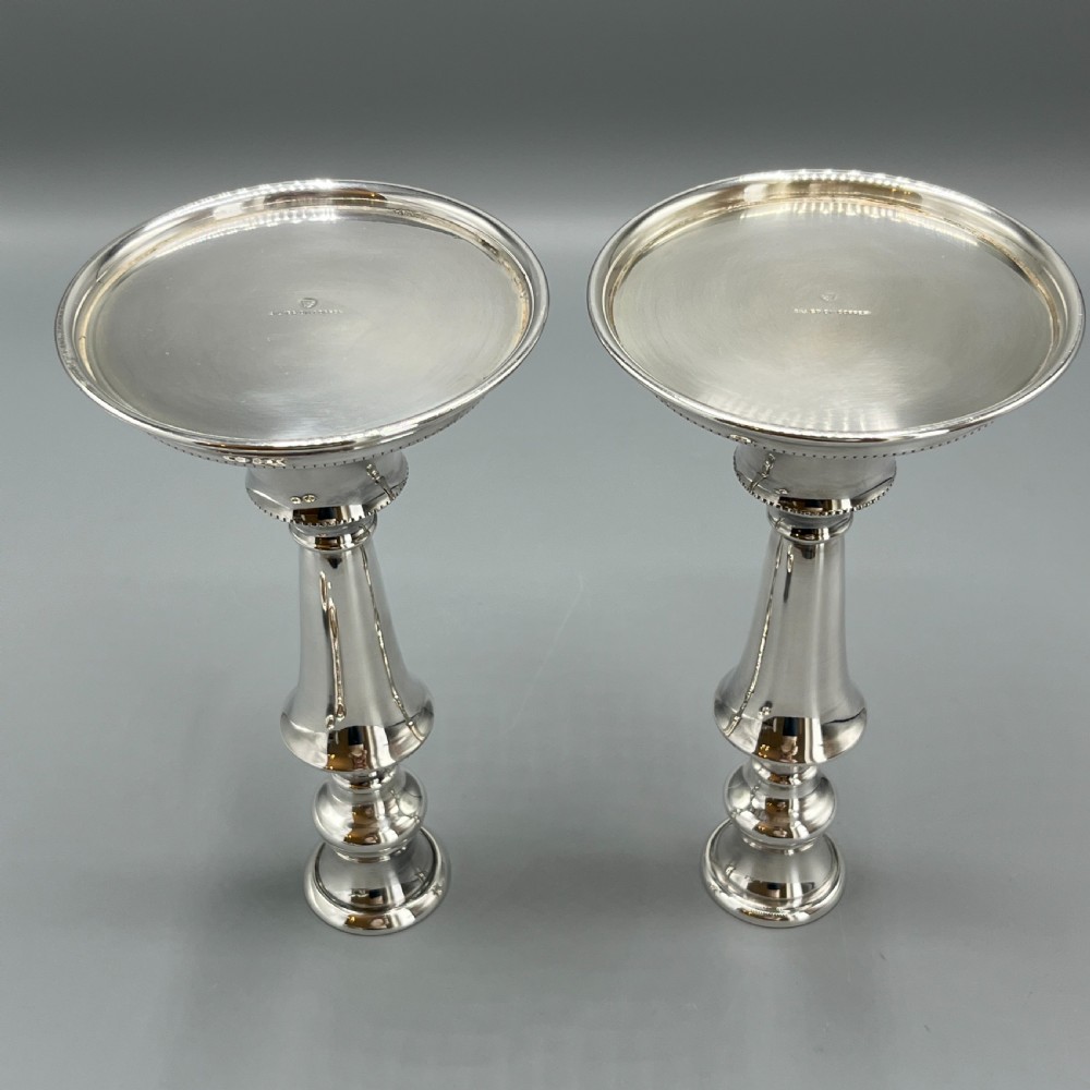 Pair English Silver Plated Candlesticks View XV