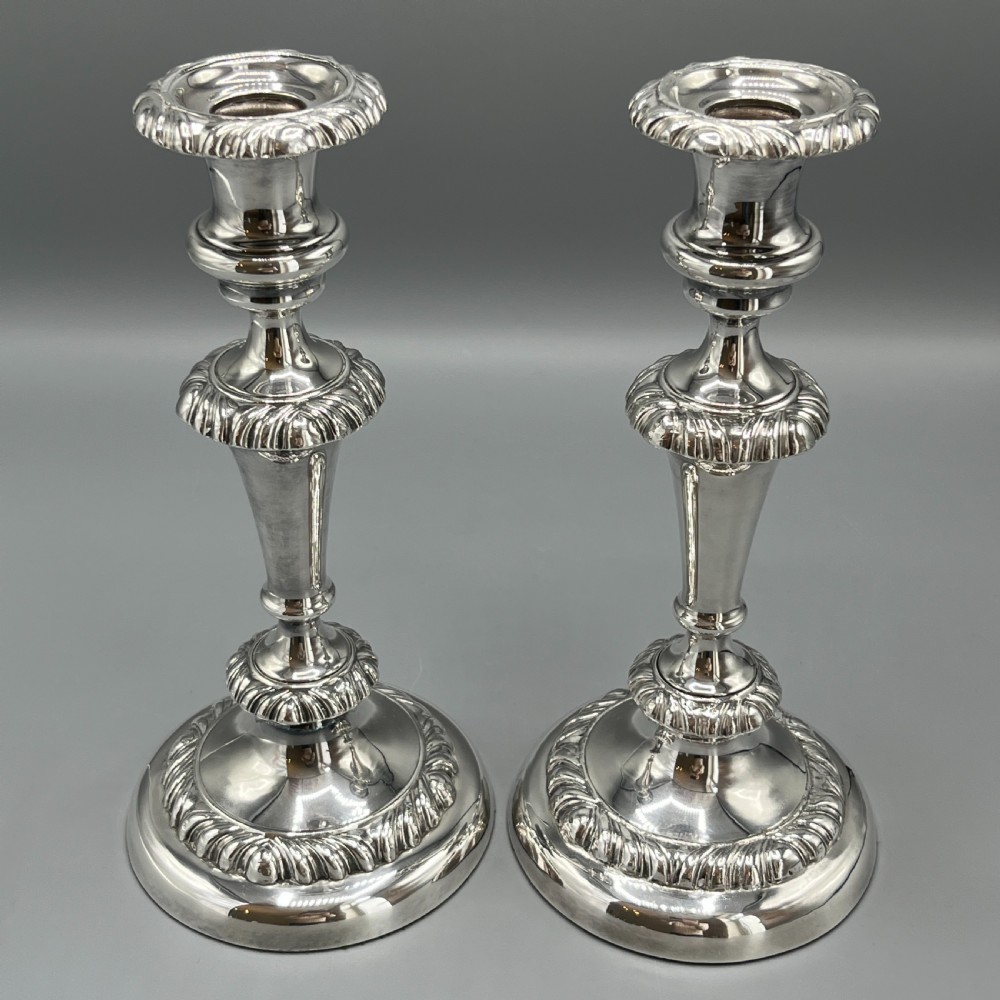 Large Pair Silver Plated Candlesticks