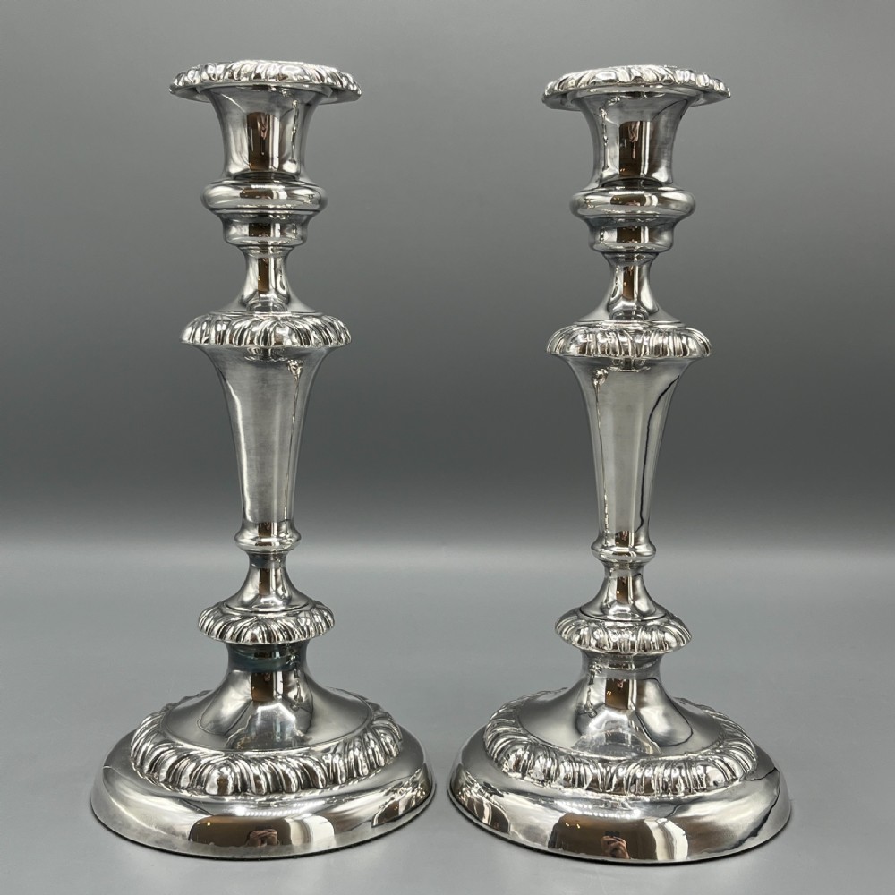 Large Pair Silver Plated Candlesticks View II