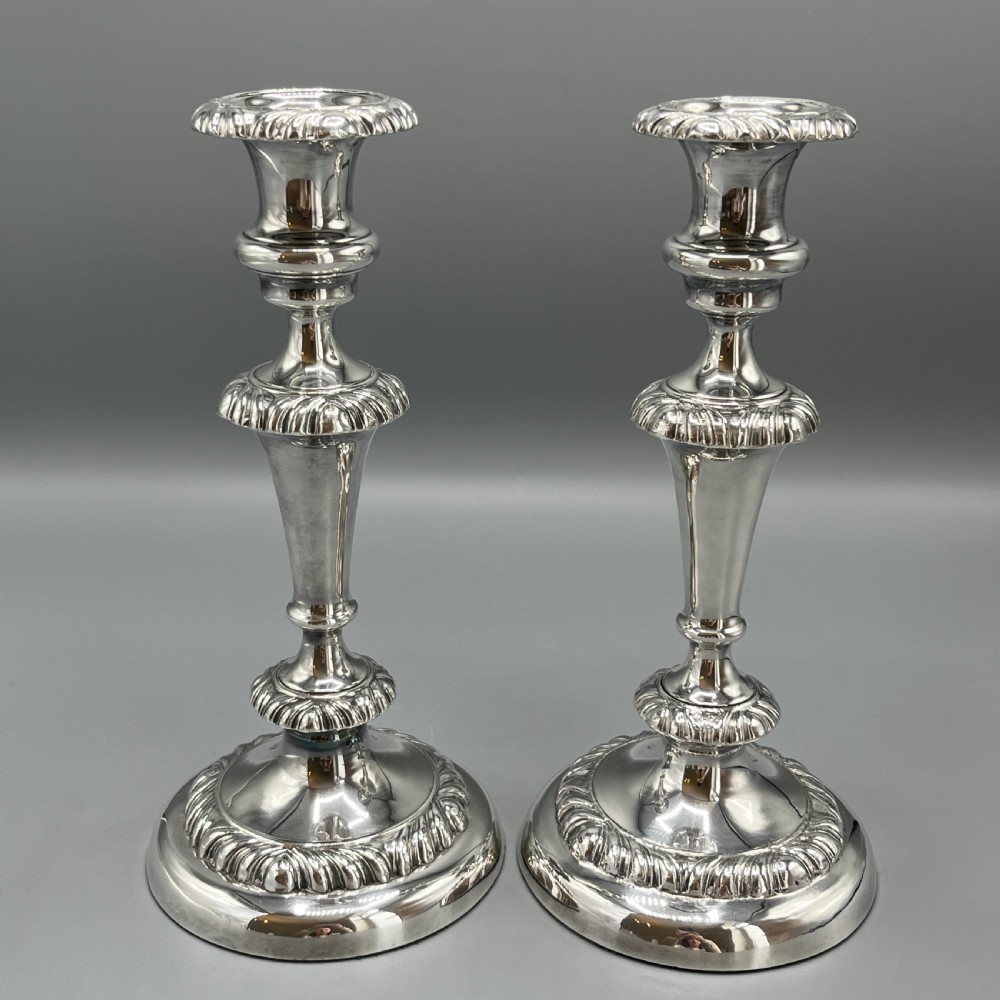 Large Pair Silver Plated Candlesticks View III