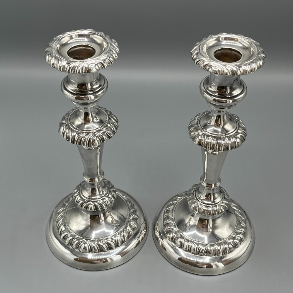 Large Pair Silver Plated Candlesticks View IV