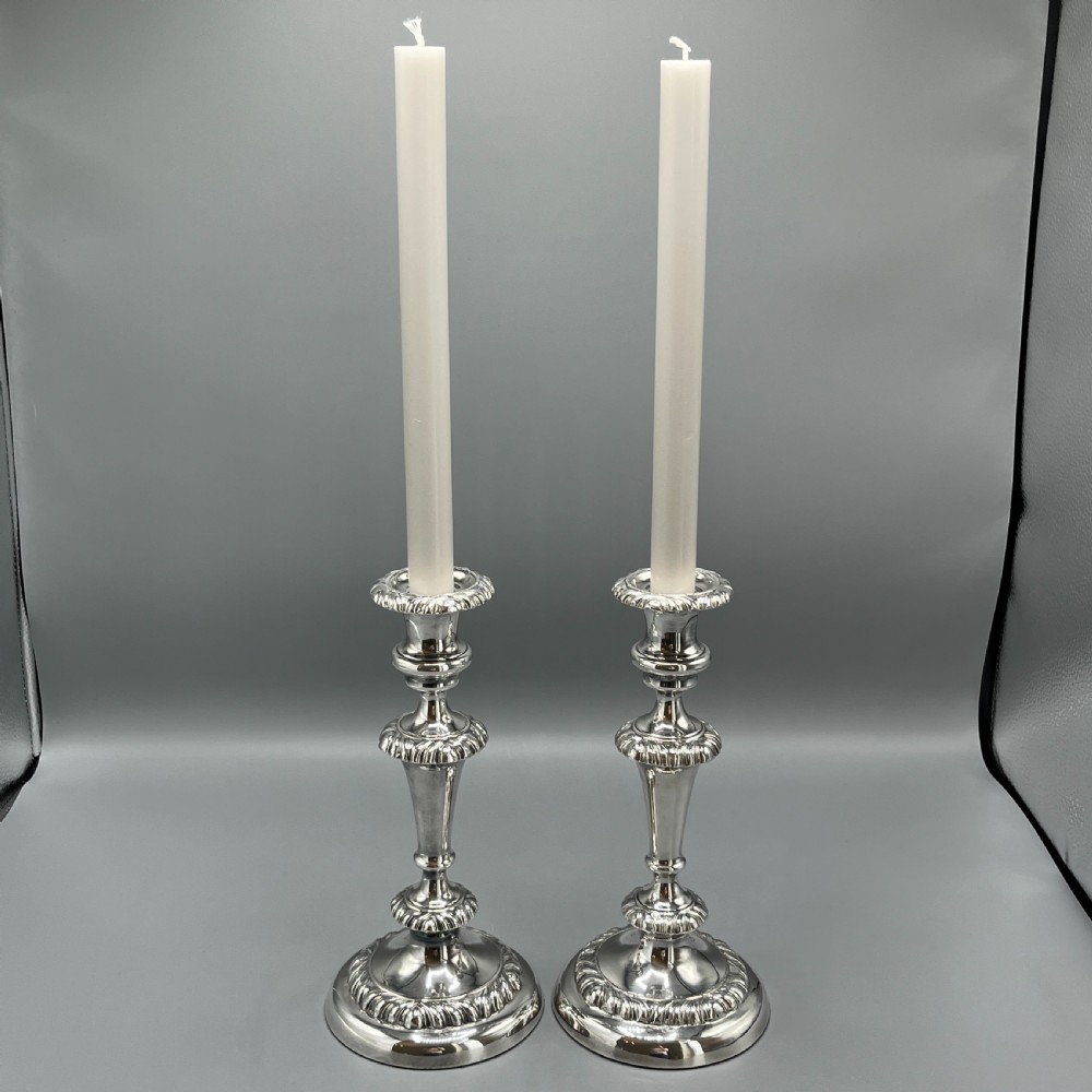 Large Pair Silver Plated Candlesticks View V